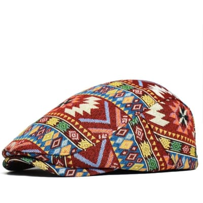 Headwear Fashion Jacquard Rétro Béret Béret Léger Réglable Casquette Béret Broderie Ethnique Béret Unisexe gray