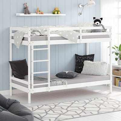 Homestyle4u hoogslaper - 90x200 cm - Wit - met lattenbodem