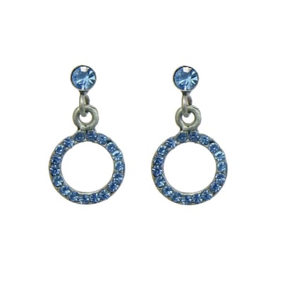 Behave - Oorstekers met Cirkelvormig Hangertje - Blauw Steentje