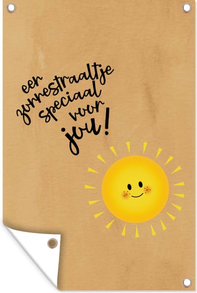 Muurdecoratie Beterschap - Quote - Zon - 120x180 cm - Tuinposter - Tuindoek