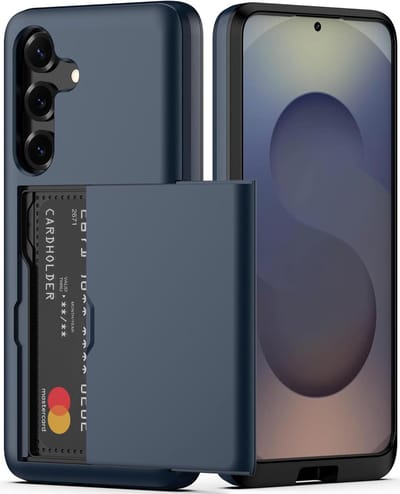 YPCd Hardcase Pasjeshouder Hoesje – Geschikt voor Samsung Galaxy S24 Plus – Shockproof Backcover met Verborgen Kaartvak / Kaarthouder – Donkerblauw