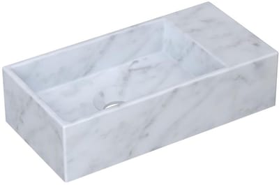 INK - Fontein Hardsteen Rechts Zonder Kraangat - 360x180x90 mm - Mat Wit Marmer