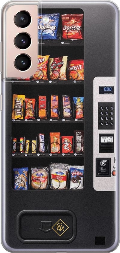 Casimoda® hoesje - Geschikt voor Samsung S21 - Snoepautomaat - Backcover - Siliconen/TPU - Zwart
