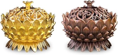 Elegante Lotus Incense Holder Set van 2 - Mini Metalen Wierookbranders en Wierookhouders voor Aromatherapie en Ontspanning