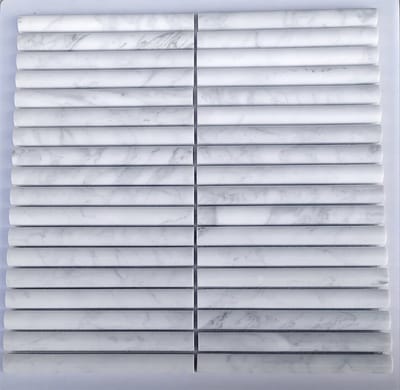 KitKat Kreta Bull Nose Bianco Carrara Mozaïek - Per Matje 30x30 cm - Marmer - Gezoet - Voor Binnenmuur