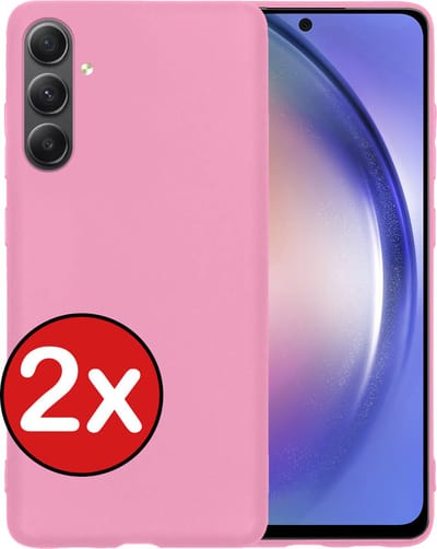 Hoesje - 2 Stuks - Geschikt voor Samsung Galaxy A54 - Sterk & Shockproof - Telefoonhoes - Back Cover - Case Siliconen - Telefoon Hoes - Lichtroze