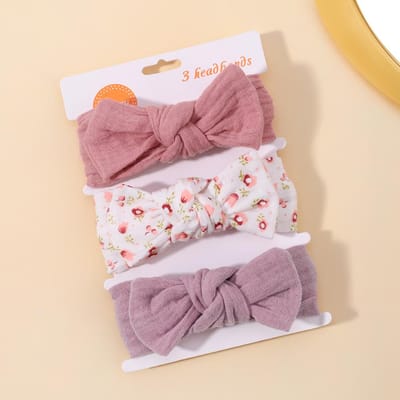 Ensemble de 3 Bandeaux pour Bébés Filles Nœud Papillon Bandeau Wrap Bandage Enfants Tout-Petits Coiffure Bande de Cheveux Bébé Nourrisson Accessoires pour Cheveux white