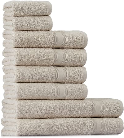 Unyqoos® Luxueuze 8-delige Handdoekenset in Crème voor Optimale Comfort en Absorptie