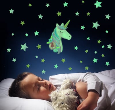 Muursticker Glow in the dark Unicorn rechts kijkend| Stickers zelfklevend |kinderkamer decoratie| slaapkamer |Meisje | Jongen | Huis inrichting | Stickerkamer®
