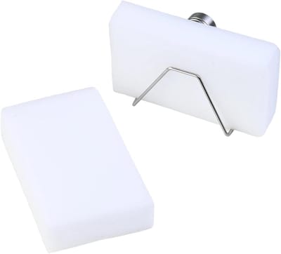 Keuken Spons Houder met Twee Nano Sponzen - RVS Magnetische Organiser voor de Afwas, Ruimtebesparend en Netjes Houdend