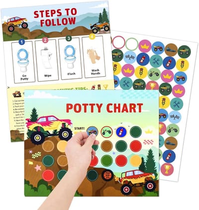 Potty Training Stickers en Beloningskaarten - Monster Truck Thema voor Jongens en Meisjes - 10 Stuks