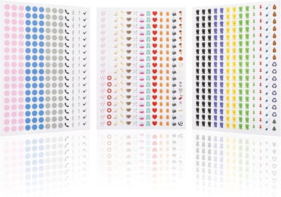 SnelShoppen - CraftWerk Kalenderstickerset 702 Veelkleurige Cartoonstickers voor Organisatie, Planner, Familiekalender, Papier 1x1 cm voor Verjaardag,