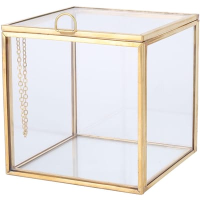 Geometrische Glazen Plantenbak met Gouden Rand Succulenten Container Huis Landschapsdecoratie beige