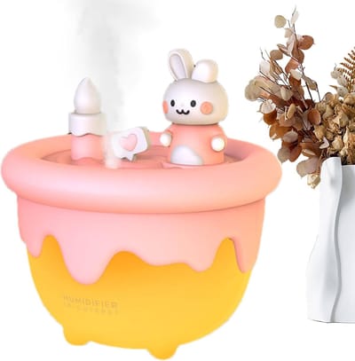 Luchtbevochtiger Konijn Cake - Bureau Diffuser - Luchtkwaliteit Verbeteren - Schattig Design - 300ml - Roze