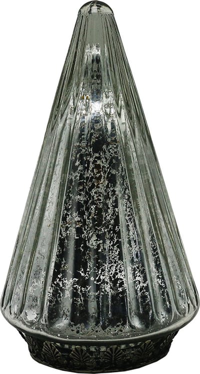 Clayre & Eef Kerstdecoratie met LED-verlichting Kerstboom Ø 11x19 cm Zilverkleurig Glas