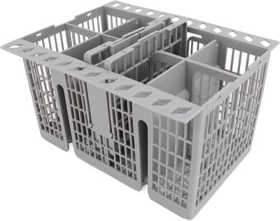 Bestekmand Vaatwasser - Bestekhouder - Vaat Reinigen - 8 Vakken 2 Deksel - 21 x 16 x 13 cm - Grijs