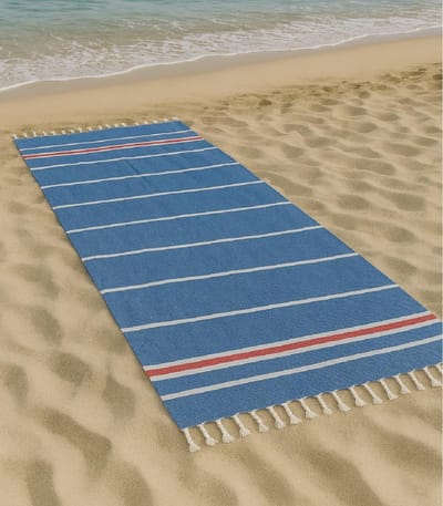 Strandlaken Katoen - Badlaken Picknickhanddoek - Zon Strand Zwembad - 100% Katoen Zacht - 90x170cm Groot - Blauw Rood Streep