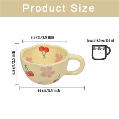 Tasses en céramique, tasses à café, fleur irrégulière pincée à la main, tasse de thé au lait, Style coréen, tasse de petit déjeuner à l'avoine, verres de cuisine 201-300ml beige