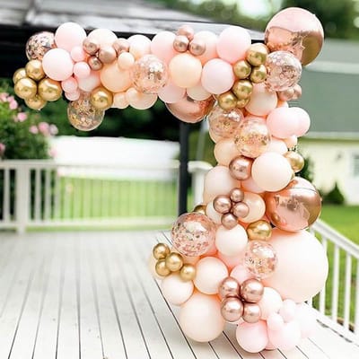 Ballonnenboog verjaardag versiering Babydouche - rose goud ballonnen - gold huwelijk - babyshower decoratie - 96 stuks