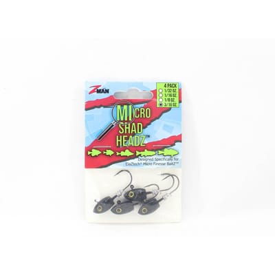 Zman Jighead Micro Shad HeadZ 3/16 oz Taille 2 4/paquet Noir (6797)