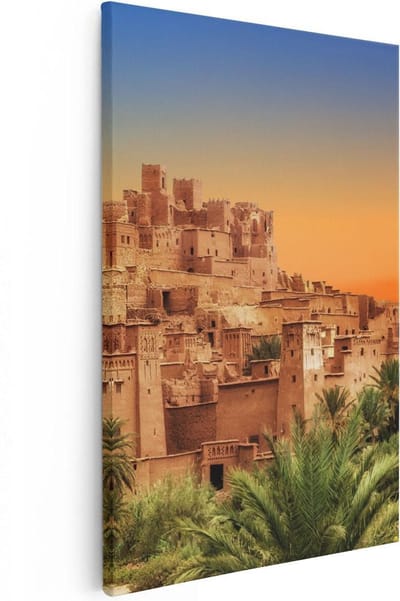 Artaza Canvas Schilderij Kasbah Ait Ben Haddou - 20x30 cm - Klein - Wanddecoratie Woonkamer - Muurdecoratie Afrika - Kamer Accessoires Skyline