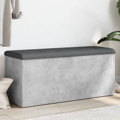 vidaXL - Opbergbankje - 102x42x45 - cm - bewerkt - hout - betongrijs