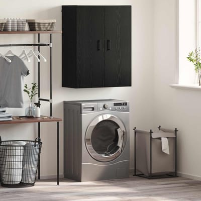 vidaXL - Wandkast - Zwart - Eiken - 69,5 - x - 34 - x - 90 - cm - Bewerkt - hout