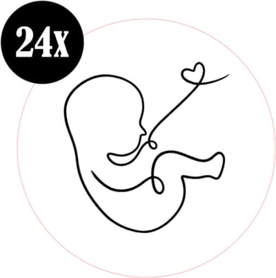 24x sluitstickers - Baby lineart - geboorte - Sluitzegel - sticker - kaart - 40 mm - matte sticker - etiketten - cadeau - inpakken