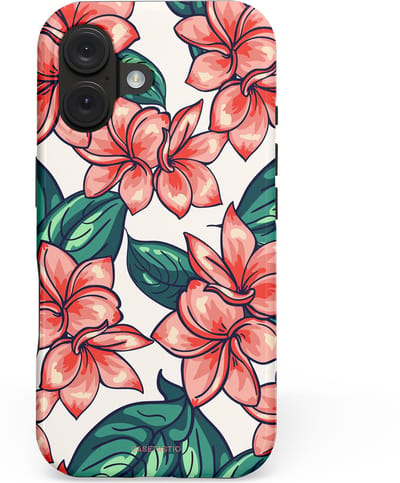 Casetastic hoesje geschikt voor Apple iPhone 16 - MagSafe - Dubbellaagse bescherming - Bloemenparadijs - Fashion Case - Petrol Koraal Perzik Wit