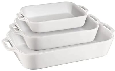 Staub Ceramic ovenschaal set van 3: 20x16cm + 27x20cm + 34x24cm wit **