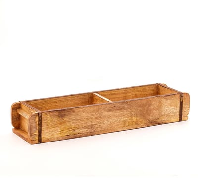 Die Stadtgärtner - Lange baksteenvorm - houten decoratieve kist met 2 vakken - vintage look met metalen beslag