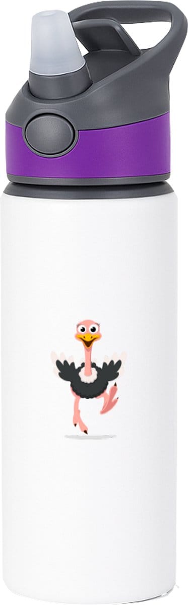 Hacebo® - Struisvogel waterfles met rietje paars - Vogels - Dieren liefhebbers - Loopvogel - dieren - water fles - 650ML