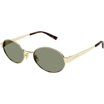 Saint Laurent Logo Metalen Ovalen Zonnebril Unisex Zonnebril Goud SL692003 Basic Packaging-Eyeglass Case