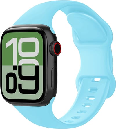 Siliconen Bandje Geschikt voor Apple Watch 1, 2, 3, 4, 5, 6, 7, 8, 9, SE - 38/40/41 mm Bandje Siliconen - Horloge Band Verstelbaar Polsband - Lichtblauw
