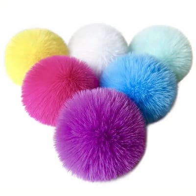 Daity 6-delige imitatiebont pompons voor kleding en accessoires - Zachte en pluizige knutselpompons voor hoeden - schoenen - tassen - DIY modedecoraties (multikleur)