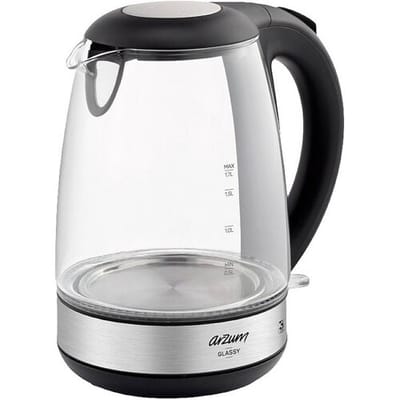 Arzum Glassy Waterkoker AR3071-3200 | Zwart/RVS - 1,7 l - 2200W - Led-indicator - Warmhoudfunctie