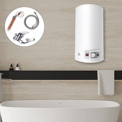 EU Electronic Water Heater, 50 L, 2 KW, 220 V, Flow-Through Water Heater, with Safety Valve and Temperature Display Field, Electric Water Heater up to 75 °C for Kitchens and Toilets