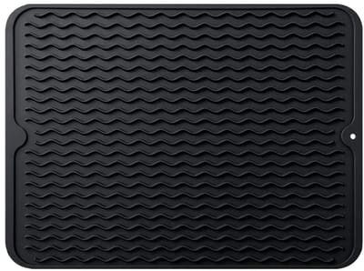 Siliconen Afdruipmat - BPA-vrij - Hittebestendig - Voor Servies Pannen Glazen en Als Onderzetter - 30x40 cm - Zwart