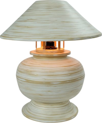 Fine Asianliving Bamboe Tafellamp Spiraal Handgemaakt Wit D37xH40cm