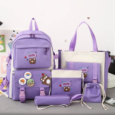 Rugzak Nieuwe Stijl Modetrend Basisschoolleerling Schooltas Vijfdelige Set Lichtgewicht Leuke Tas Studentenrugzak Rugzak