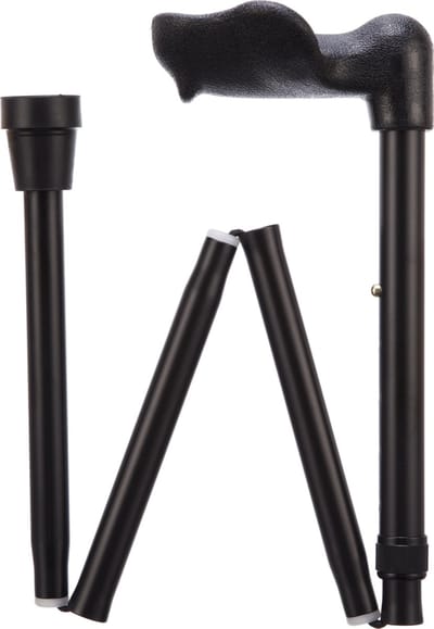 Opvouwbare wandelstok comfortgrip - zwart links