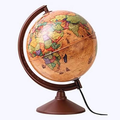 Antieke Wereldbol - Verlichte Globe - Kantoor Decoratie - Historische Kaart - 30 cm - Antiek