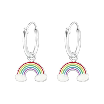 Princess Oorbellen Alida - 925 Zilver E-Coating - Regenboog - 10x6mm - ∅12mm
