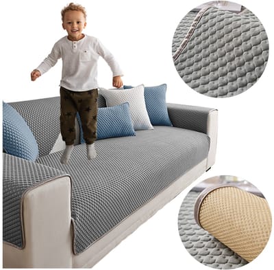 Meble od Nowa - Bankhoes - Grijs - 90x240 cm - Hartjespatroon