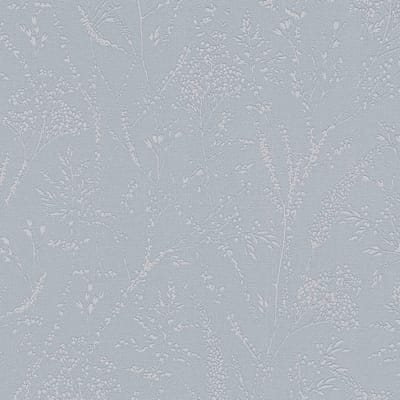 Ton sur ton behang Profhome 397663-GU vliesbehang gestructureerd met bloemmotief glinsterend blauw grijs 5,33 m2