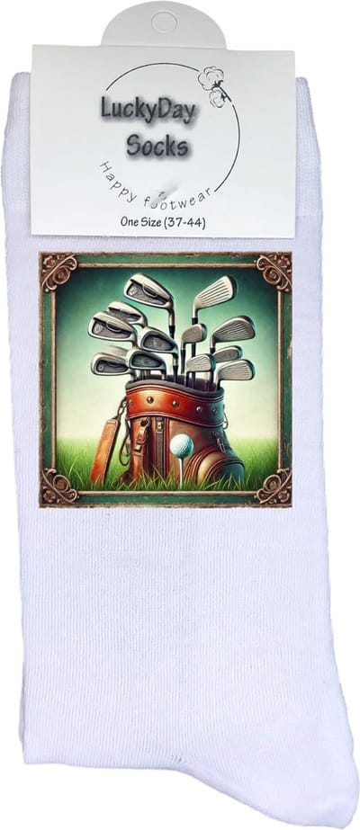 Golfclubs - Opkikkertje - Grappige sokken - Valentijn cadeau - Verjaardag cadeau - Vrolijke sokken - Leuke sokken - Vrolijke sokken - Sport - Kerst sokken - Vaderdag - Moederdag - Socks maken Happy - 37-44