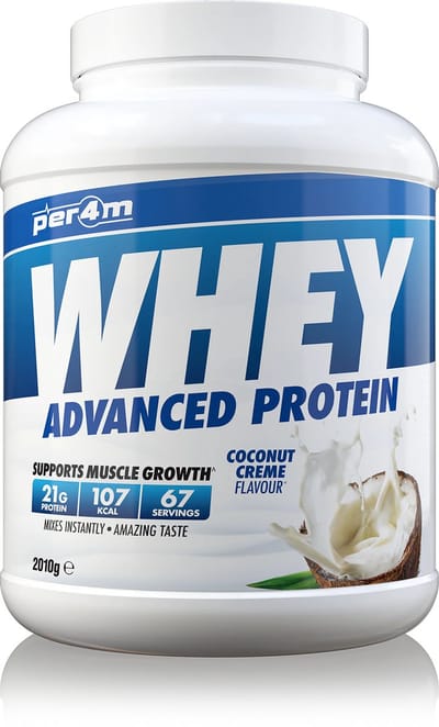 Per4m - Advanced Whey Protein - Coconut Cream - Proteine poeder - Eiwit shake - Eiwitpoeder - 2.01kg - Whey Protein - Eiwitshakes - Whey Proteine - Protein - Proteine - Proteine Shake - Shake - Fitness - Krachttraining - Gym