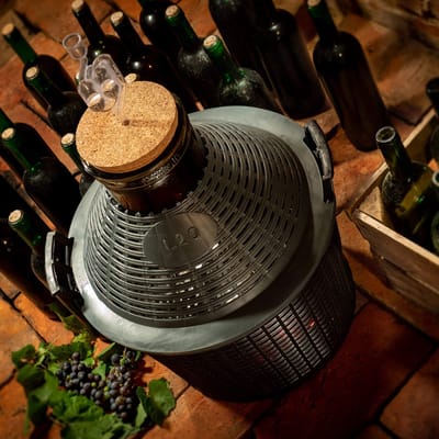 KADAX Glazen ballon, fermentatieballon met kunststof mand, brede opening, rubberen stop, wijnballon, glazen gistballon, fles, glazen fles, fermentatiecontainer, gallon, gallon, gallon, gallon, gallon,