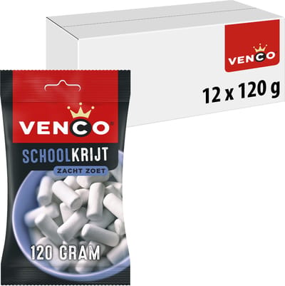 Venco schoolkrijt - zoete drop - 12x120g