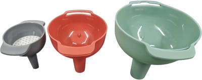Excellent Houseware Techters - 3-delige set - met zeefje - verschillende formaten